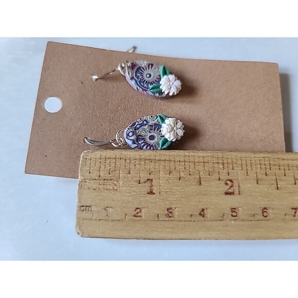 Polymer Clay Floral Dangling Earrings New - Picture 8 of 10
